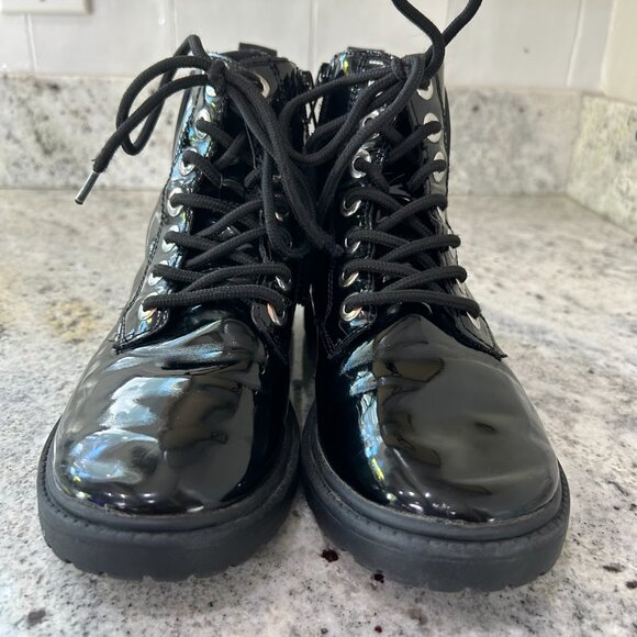 Zara | Disney Mickey Mouse Patent Leather‎ Combat Boots | SZ 34 (US Size 2) - Picture 3 of 13